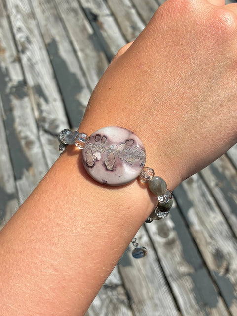 Leopard Jasper Gemstone Bracelet 7 Inch Adjustable – Natural Stone Jewelry | Made in USA by Michelle Marie Boutique Michelle Marie Boutique  Bracelets