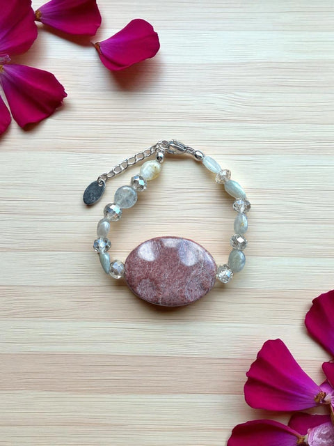 Leopard Jasper Gemstone Bracelet 7 Inch Adjustable – Natural Stone Jewelry | Made in USA by Michelle Marie Boutique Michelle Marie Boutique  Bracelets
