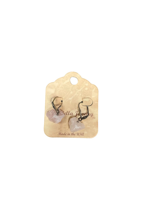 Leverback Earrings with Rose Quartz and Gemstone Rocks – Michelle Marie Boutique | Made in USA Michelle Marie Boutique  Earrings