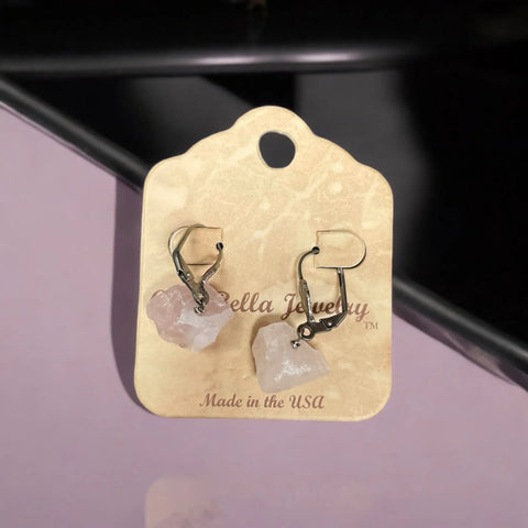 Leverback Earrings with Rose Quartz and Gemstone Rocks – Michelle Marie Boutique | Made in USA Michelle Marie Boutique  Earrings