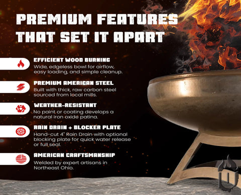 Liberty Outdoor Fire Pit With Hollow Steel Base – Durable Design | Made in USA Ohio Flame  Fire Pits
