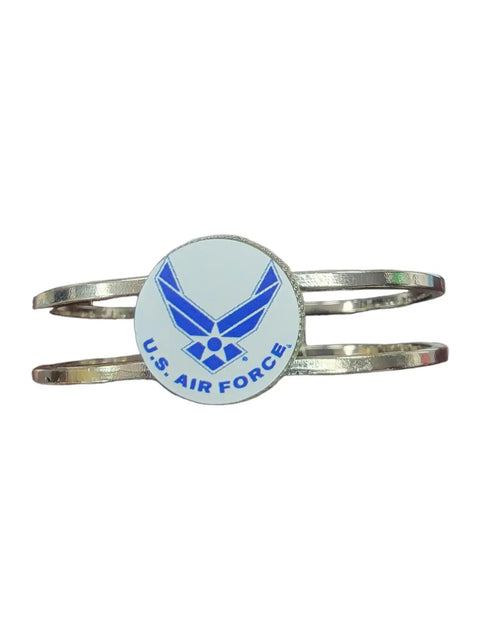 Licensed Military Stainless Steel Cuff Bracelet 7-8 Inch Wrist – Durable Hinge Closure | Made in USA Michelle Marie Boutique  Bracelet