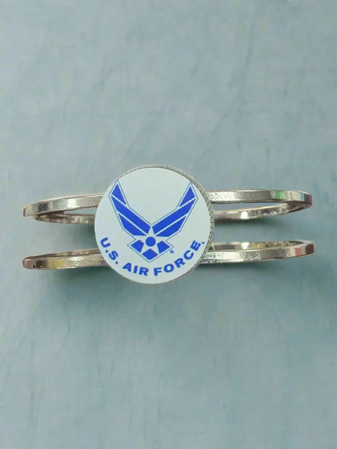 Licensed Military Stainless Steel Cuff Bracelet 7-8 Inch Wrist – Durable Hinge Closure | Made in USA Michelle Marie Boutique  Bracelet