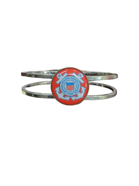 Licensed Military Stainless Steel Cuff Bracelet 7-8 Inch Wrist – Durable Hinge Closure | Made in USA Michelle Marie Boutique  Bracelet