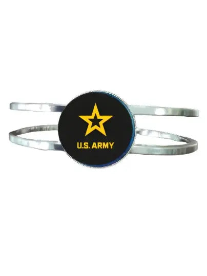 Licensed Military Stainless Steel Cuff Bracelet 7-8 Inch Wrist – Durable Hinge Closure | Made in USA Michelle Marie Boutique  Bracelet