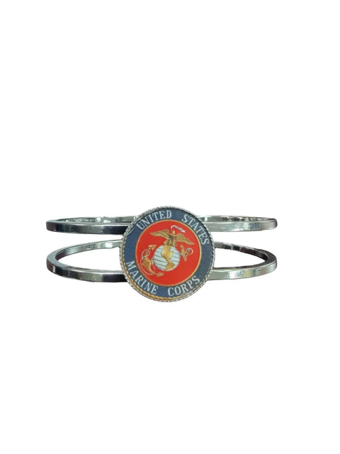 Licensed Military Stainless Steel Cuff Bracelet 7-8 Inch Wrist – Durable Hinge Closure | Made in USA Michelle Marie Boutique  Bracelet