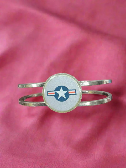 Licensed Military Stainless Steel Cuff Bracelet 7-8 Inch Wrist – Durable Hinge Closure | Made in USA Michelle Marie Boutique  Bracelet