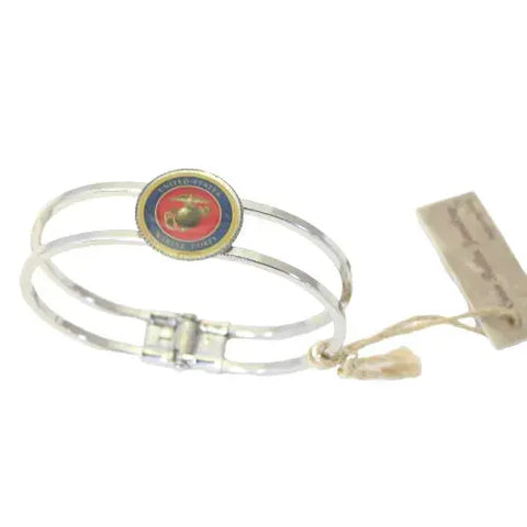 Licensed Military Stainless Steel Cuff Bracelet 7-8 Inch Wrist – Durable Hinge Closure | Made in USA Michelle Marie Boutique  Bracelet