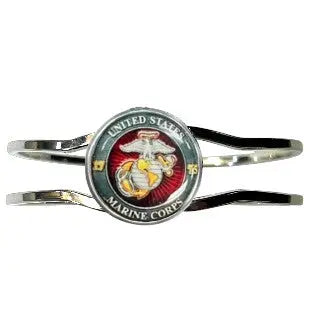 Licensed Military Stainless Steel Cuff Bracelet 7-8 Inch Wrist – Durable Hinge Closure | Made in USA Michelle Marie Boutique  Bracelet