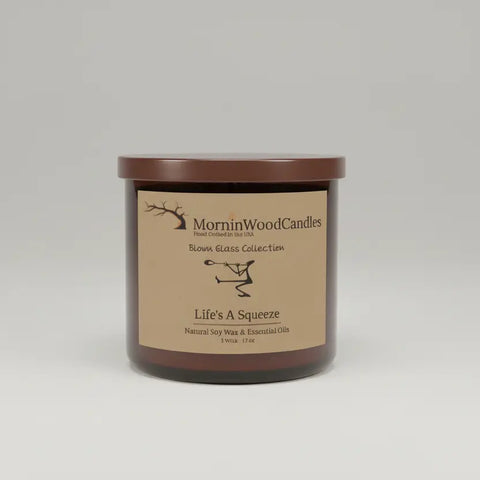 Life’s A Squeeze Soy 3-Wick Candle 17 oz – Citrus Blend Home Fragrance in Blown Glass | Made in USA MorninWood Candles  3 Wick Candle