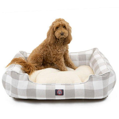 Anderson Check Plush Pet Lounge Bed – Soft Cotton Blend | Made in USA Majestic Pet 