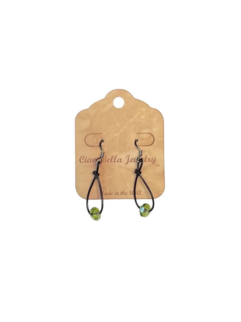 Light Green Crystal Teardrop Leather Earrings – Lightweight Hypoallergenic Dangle | Made in USA by Michelle Marie Boutique Michelle Marie Boutique  Earrings