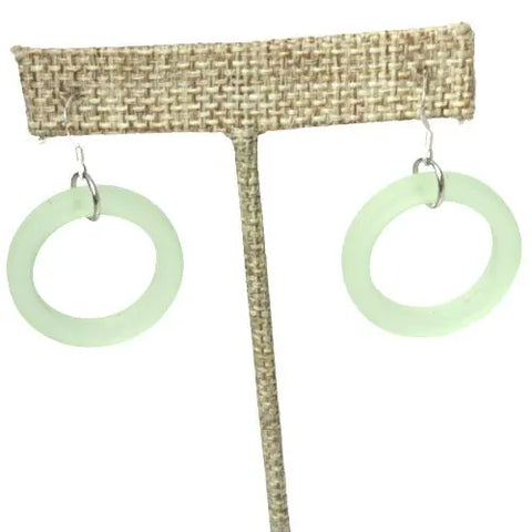 Light Green Sea Glass Hoop Earrings 1 Inch Diameter – Sustainable Jewelry Accent | Made in USA Michelle Marie Boutique  Earrings