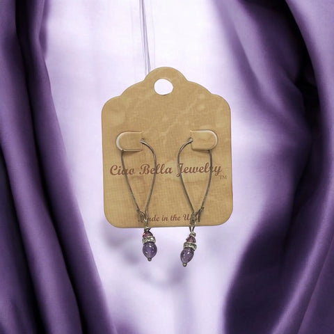 Lightweight Amethyst Dangle Earrings – Hypoallergenic Stainless Steel Hooks | Made in USA Jewelry Gift Michelle Marie Boutique  Earrings