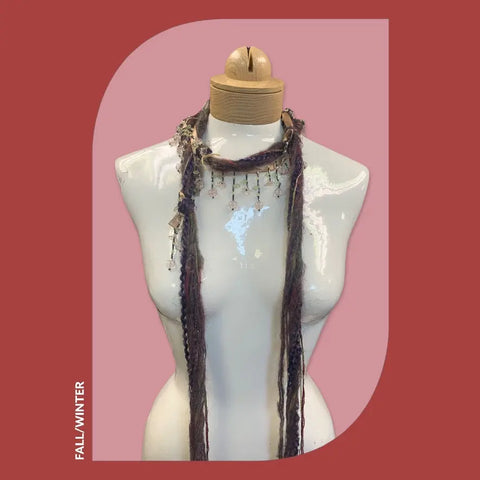 Lightweight Boho Mohair Scarf Necklace with Floral Beads – Handcrafted Accessory | Made in USA Michelle Marie Boutique  Scarf