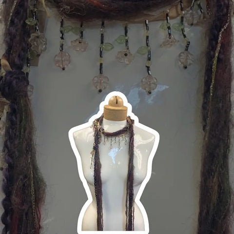 Lightweight Boho Mohair Scarf Necklace with Floral Beads – Handcrafted Accessory | Made in USA Michelle Marie Boutique  Scarf