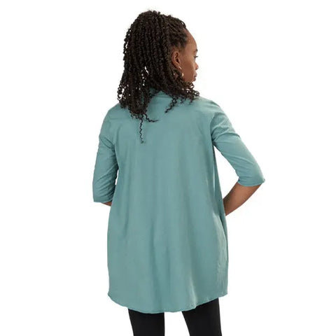 Lightweight Draped Organic Cotton Cardigan – Breathable Spring Layer | Made in USA Spiritex | Sustainable Apparel  Women's Jackets & Vests