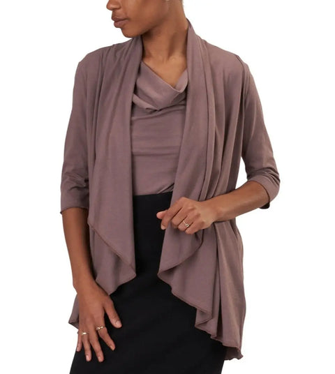 Lightweight Draped Organic Cotton Cardigan – Breathable Spring Layer | Made in USA Spiritex | Sustainable Apparel  Women's Jackets & Vests