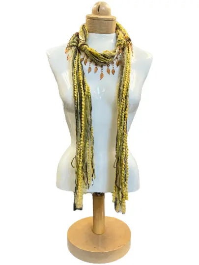 Lightweight Mohair and Silk Yarn Beaded Scarf Necklace 48 Inch – Summer Accessory – Made in USA Michelle Marie Boutique  Scarf