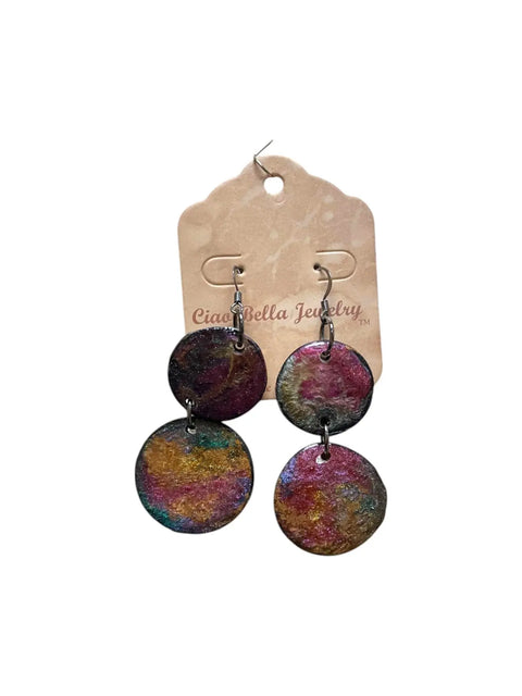 Lightweight Resin Vinyl Double Drop Earrings – Vibrant Colorful Design | Handmade Jewelry Made in USA Michelle Marie Boutique  Earrings