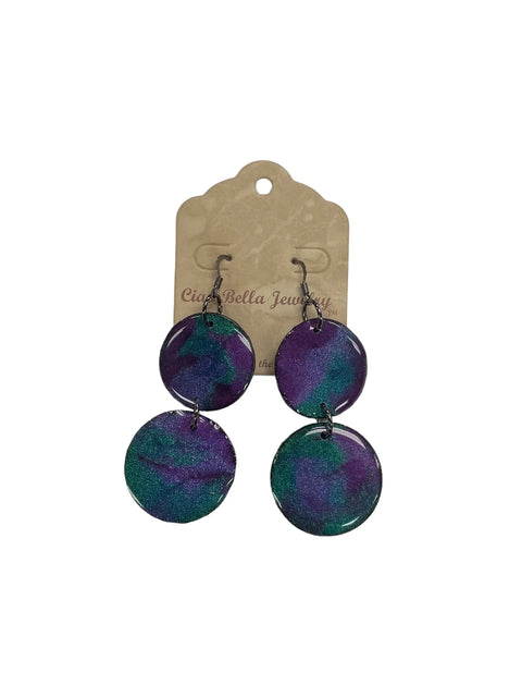 Lightweight Resin Vinyl Double Drop Earrings – Vibrant Colorful Design | Handmade Jewelry Made in USA Michelle Marie Boutique  Earrings