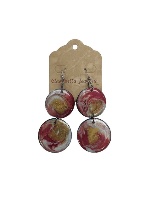 Lightweight Resin Vinyl Double Drop Earrings – Vibrant Colorful Design | Handmade Jewelry Made in USA Michelle Marie Boutique  Earrings