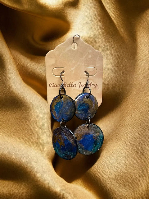 Lightweight Resin Vinyl Double Drop Earrings – Vibrant Colorful Design | Handmade Jewelry Made in USA Michelle Marie Boutique  Earrings