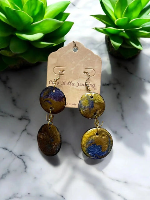 Lightweight Resin Vinyl Double Drop Earrings – Vibrant Colorful Design | Handmade Jewelry Made in USA Michelle Marie Boutique  Earrings