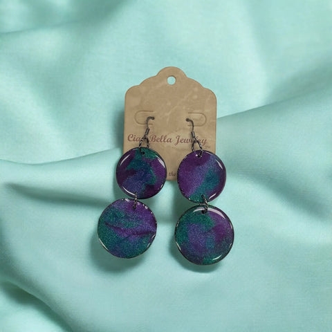 Lightweight Resin Vinyl Double Drop Earrings – Vibrant Colorful Design | Handmade Jewelry Made in USA Michelle Marie Boutique  Earrings