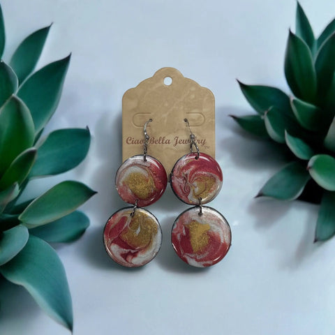 Lightweight Resin Vinyl Double Drop Earrings – Vibrant Colorful Design | Handmade Jewelry Made in USA Michelle Marie Boutique  Earrings