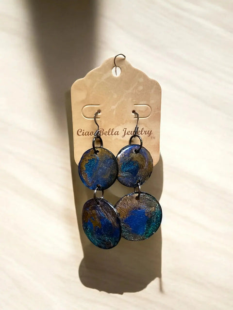 Lightweight Resin Vinyl Double Drop Earrings – Vibrant Colorful Design | Handmade Jewelry Made in USA Michelle Marie Boutique  Earrings