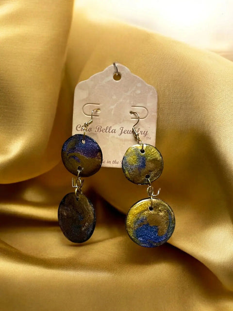 Lightweight Resin Vinyl Double Drop Earrings – Vibrant Colorful Design | Handmade Jewelry Made in USA Michelle Marie Boutique  Earrings