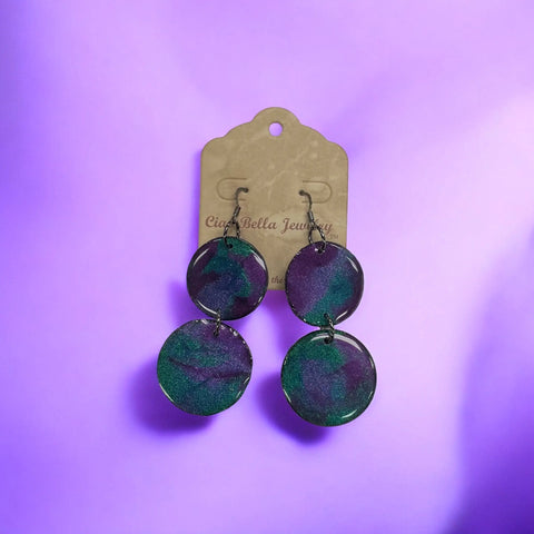 Lightweight Resin Vinyl Double Drop Earrings – Vibrant Colorful Design | Handmade Jewelry Made in USA Michelle Marie Boutique  Earrings