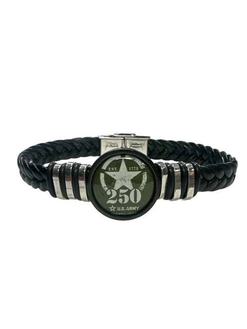 Limited Edition 250th Anniversary Army Bracelet – Black Braided Leather Band – Handmade Patriotic Jewelry | Made in USA Michelle Marie Boutique  Bracelets