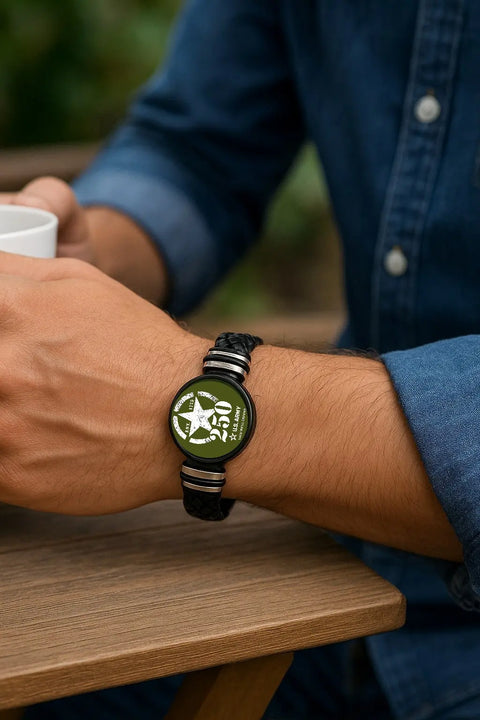 Limited Edition 250th Anniversary Army Bracelet – Black Braided Leather Band – Handmade Patriotic Jewelry | Made in USA Michelle Marie Boutique  Bracelets