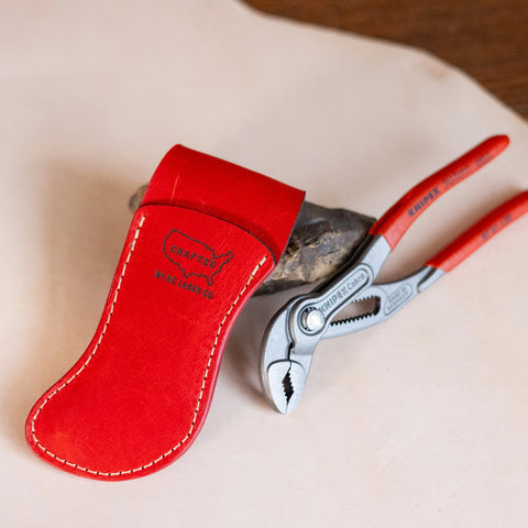 Limited Edition 6 Inch Knipex Pliers Holster – Crimson Buttero Leather Tool Sheath | Handmade in USA KC Laser Co 