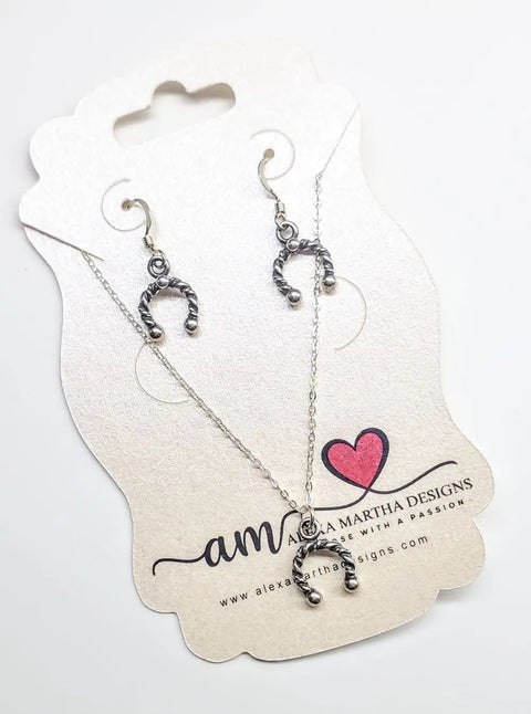 Limited Edition Handmade Sterling Silver Horseshoe Necklace, Earrings, Or Set – Alexa Martha Designs | Made in USA Alexa Martha Designs  Necklace