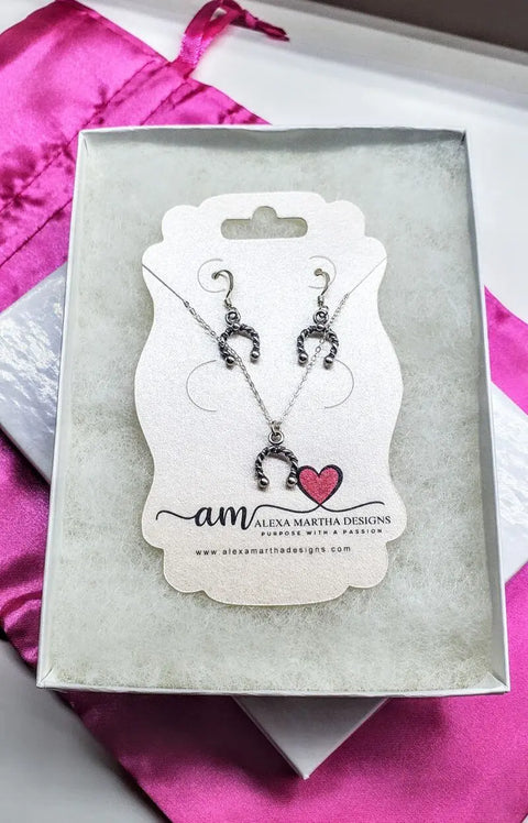 Limited Edition Handmade Sterling Silver Horseshoe Necklace, Earrings, Or Set – Alexa Martha Designs | Made in USA Alexa Martha Designs  Necklace