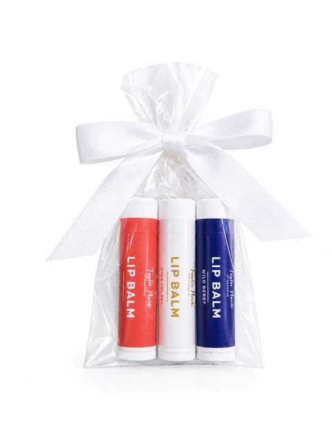 Limited Edition Patriotic Lip Balm Trio – Organic Lip Care Set with Summer Scents | Made in USA Taylor Made Organics  lip balm