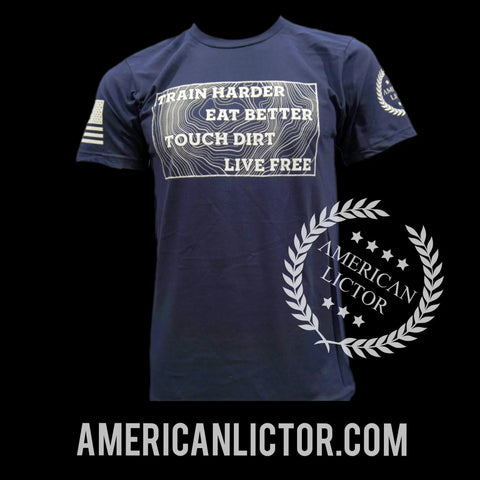 Live Harder Mens T-Shirt – 100% American Cotton – Made in USA Apparel American Lictor  T-Shirt