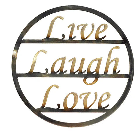Live Laugh Love Metal Wall Art – Circular Inspirational Decor | Made in USA Knights Home Decor  item
