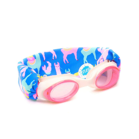 Llama Fiesta Kids and Adults Swim Goggles with Tangle-Free Llama Print Strap – Anti-Fog Pink Lens | Assembled in USA Splash Place  Swim Goggles