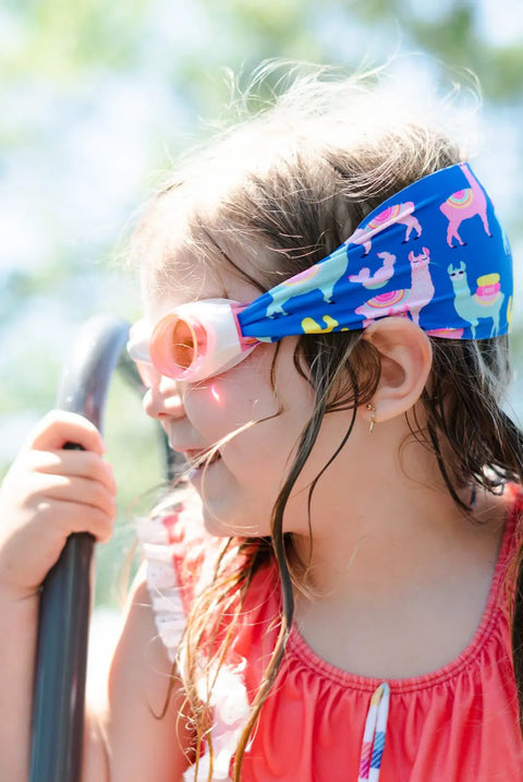 Llama Fiesta Kids and Adults Swim Goggles with Tangle-Free Llama Print Strap – Anti-Fog Pink Lens | Assembled in USA Splash Place  Swim Goggles