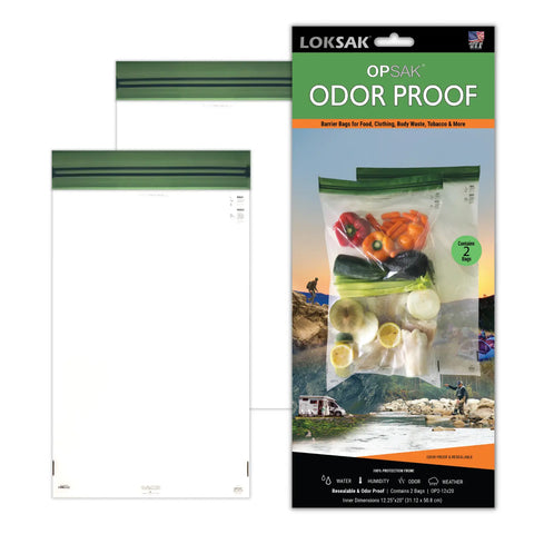 Loksak OPSAK Odorproof Resealable Dry Storage Bags 12x20 Inch – 2 Pack | Made in USA LOKSAK