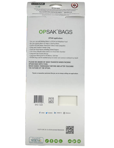Loksak OPSAK Odorproof Resealable Dry Storage Bags 12x20 Inch – 2 Pack | Made in USA LOKSAK