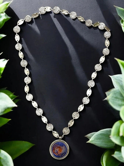 Long Blue Orange Purple Resin Filigree Pendant Necklace – Boho Chic Jewelry | Made in USA Handcrafted Statement Accessory Michelle Marie Boutique  Necklaces
