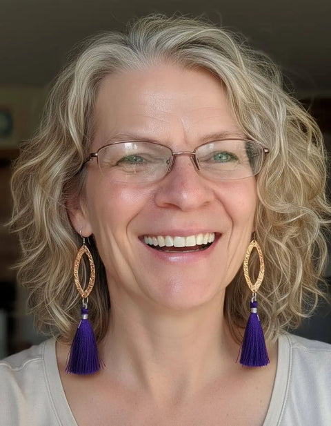 Long Copper Embossed Silk Tassel Earrings in Various Colors Alexa Martha Designs  Earrings