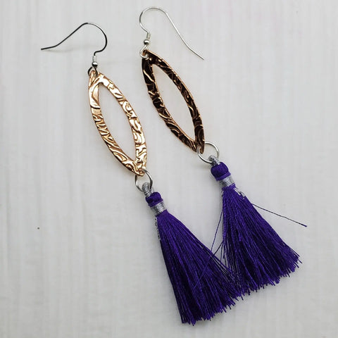 Long Copper Filigree Tassel Earrings 3.5 Inch – Handmade USA Alexa Martha Designs  Earrings 43.00 Dark Purple