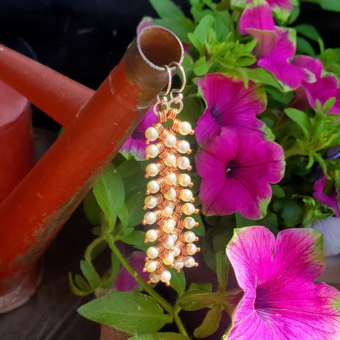 Long Copper Wire Coiled Braided Swarovski Crystal Pearl Earrings Alexa Martha Designs  Earrings