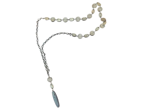 Long Iridescent Blue Purple Electroplated Agate Pendant Necklace 40 Inch Adjustable Chain – Handmade Jewelry | Made in USA Michelle Marie Boutique  Necklace